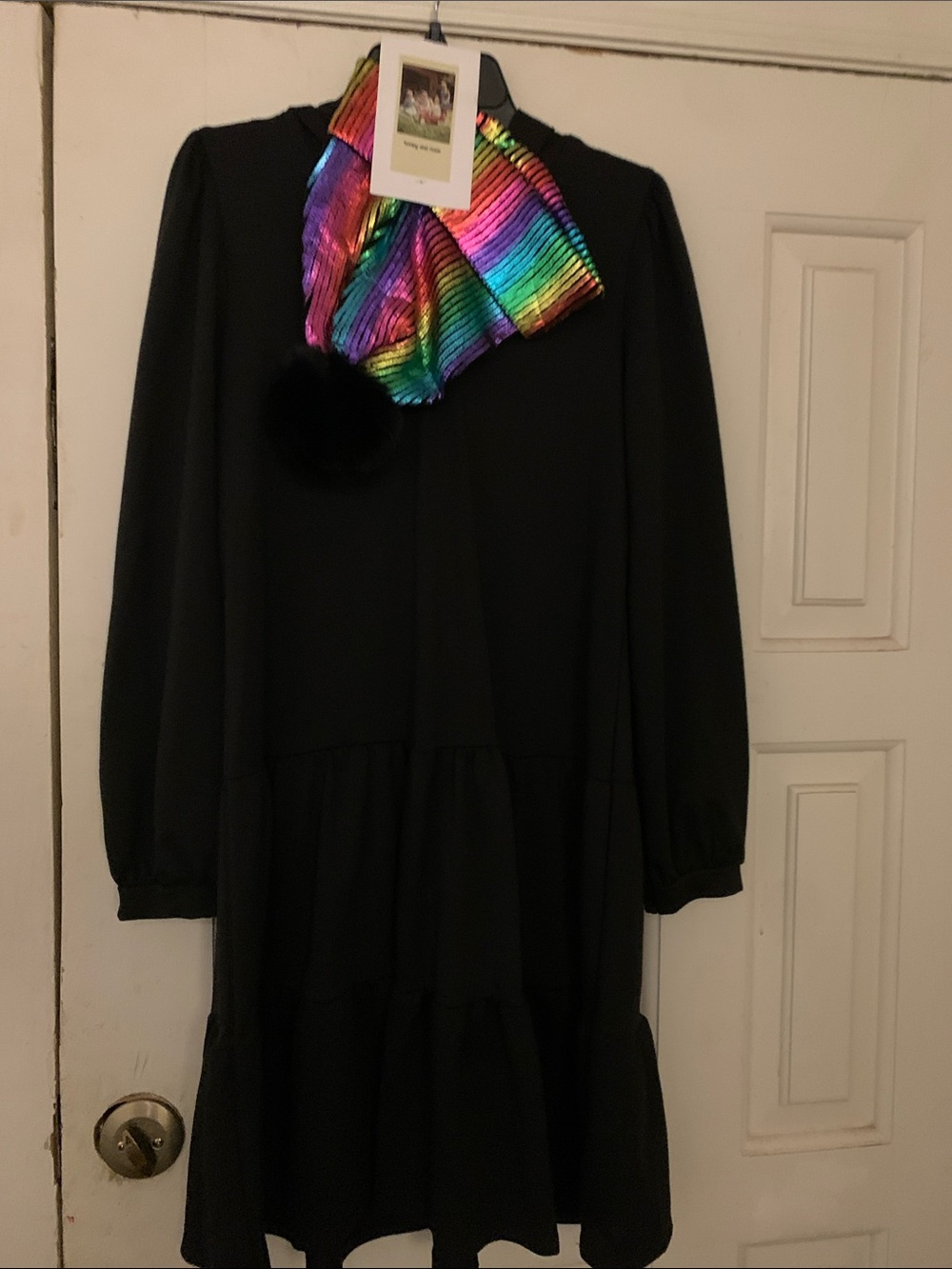 Kids Rainbow dress with Accessory - Black Dress Set